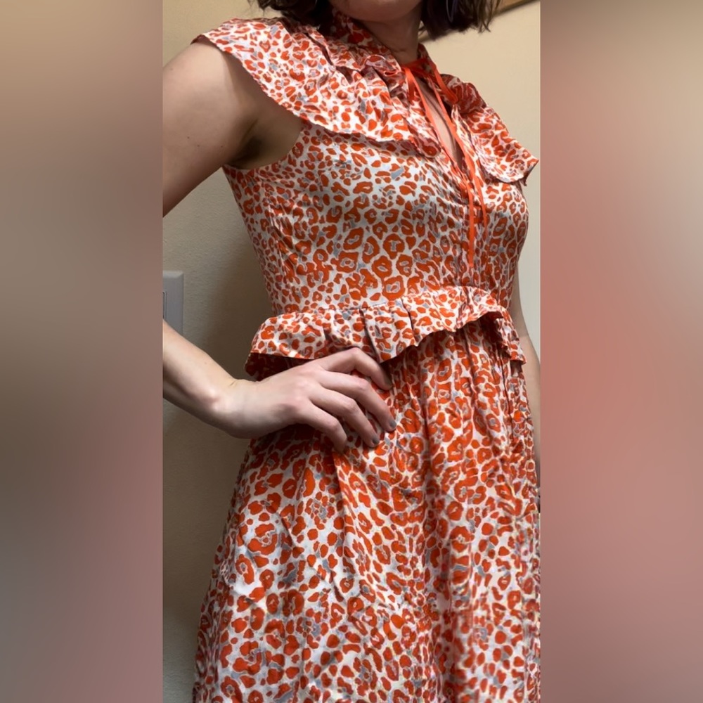 Maje chiffon leopard print orange dress - Picture 5 of 9